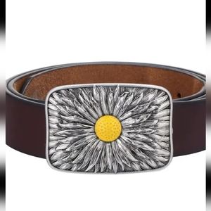 Silver daisy flower sunflower Belt buckle